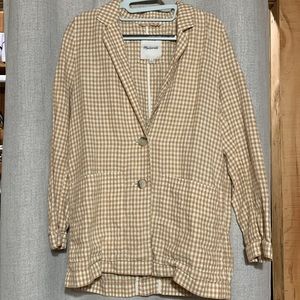 Madewell Linen Dorset Blazer in gingham check